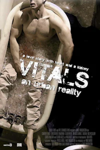 a poster for vitals with a man in a tub
